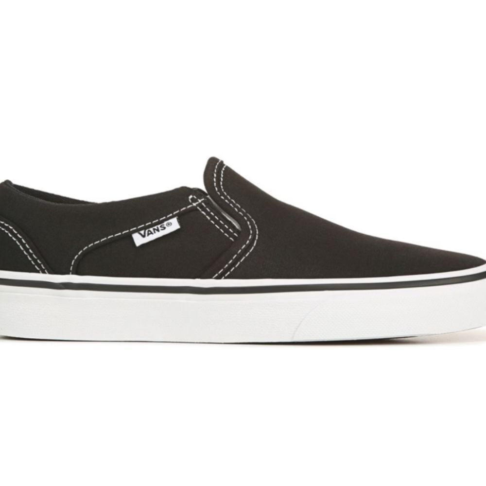 Vans Asher Slip-On Sneaker- Black/White - Picture 2 of 10